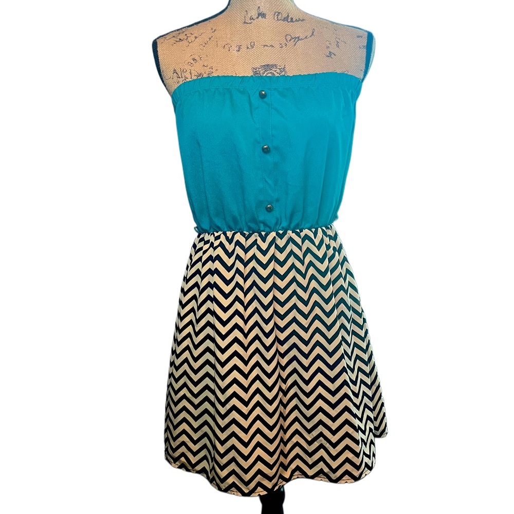 Millibon Strapless Chevron Mini Dress
